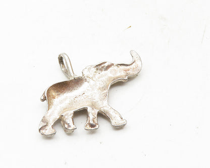 925 Sterling Silver  Vintage Petite Diamond Cut Elephant Drop Pendant  PT7548