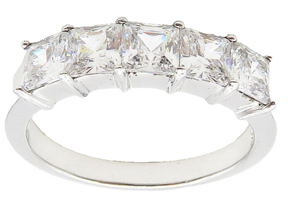 925 Sterling Silver  Sparkling Cubic Zirconia 5 Stone Band Ring Sz 8  RG15715