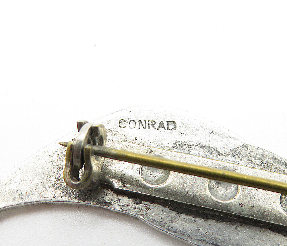 CONRAD 925 Sterling Silver  Vintage Shiny Smooth Minimalist Brooch Pin  BP2054