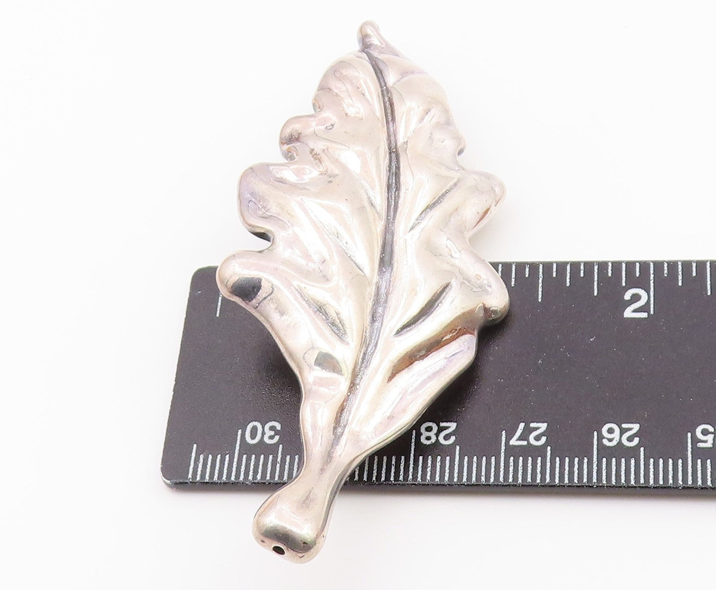925 Sterling Silver  Vintage Shiny Single Floral Leaf Brooch Pin  BP9159
