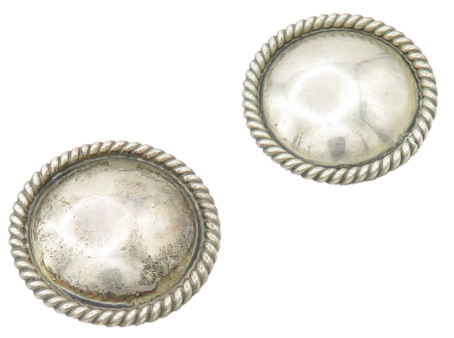 EDDIE CHEE NAVAJO 925 Sterling Silver Vintage Twist Border Drop Earrings  EG7991