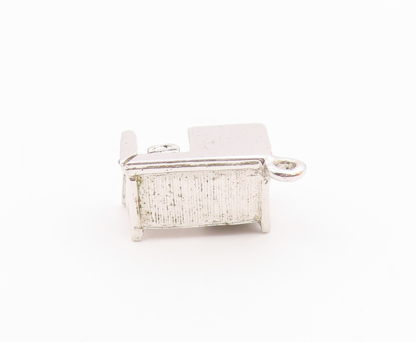 925 Sterling Silver  Vintage Office Desk With Computer Charm Pendant  PT21731