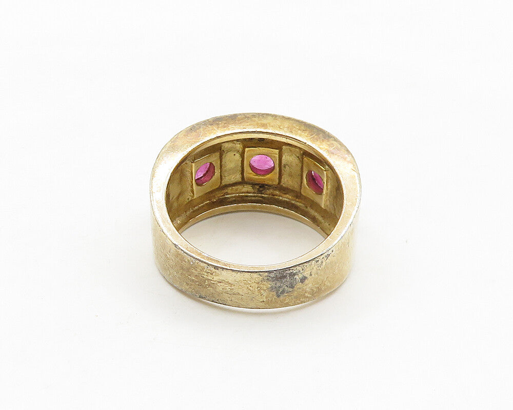 ROSS SIMON 925 Silver  Ruby Gold Plated 2 Tone Shiny Band Ring Sz 6  RG17706