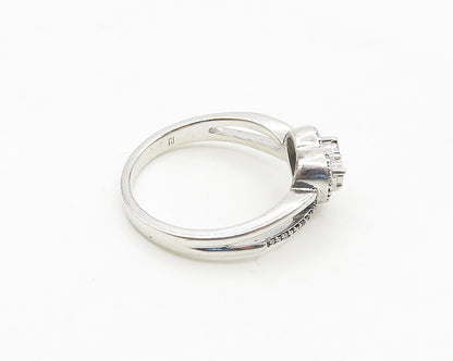 925 Sterling Silver  Genuine Diamonds Love Heart Shiny Band Ring Sz 7  RG17670