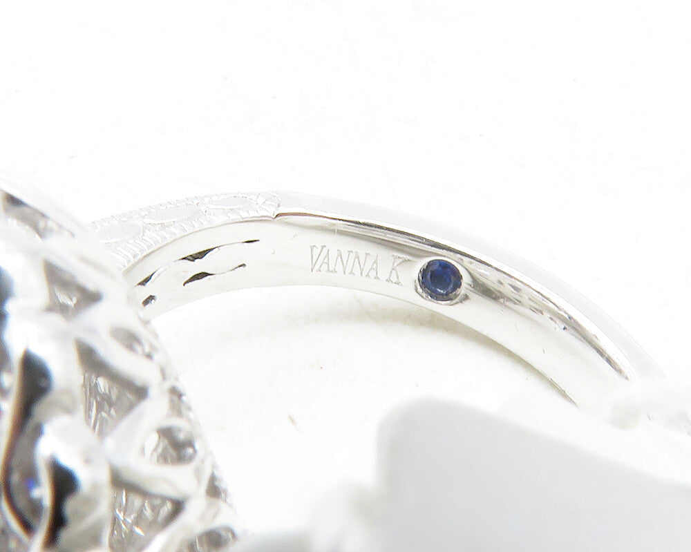 VANNA K. 925 Sterling Silver  Cubic Zirconia Shiny Cocktail Ring Sz 6  RG12428