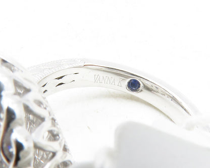 VANNA K. 925 Sterling Silver  Cubic Zirconia Shiny Cocktail Ring Sz 6  RG12428