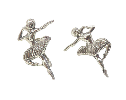 BEAU 925 Sterling Silver  Vintage Ballet Dancer Non Pierce Earrings  EG6181