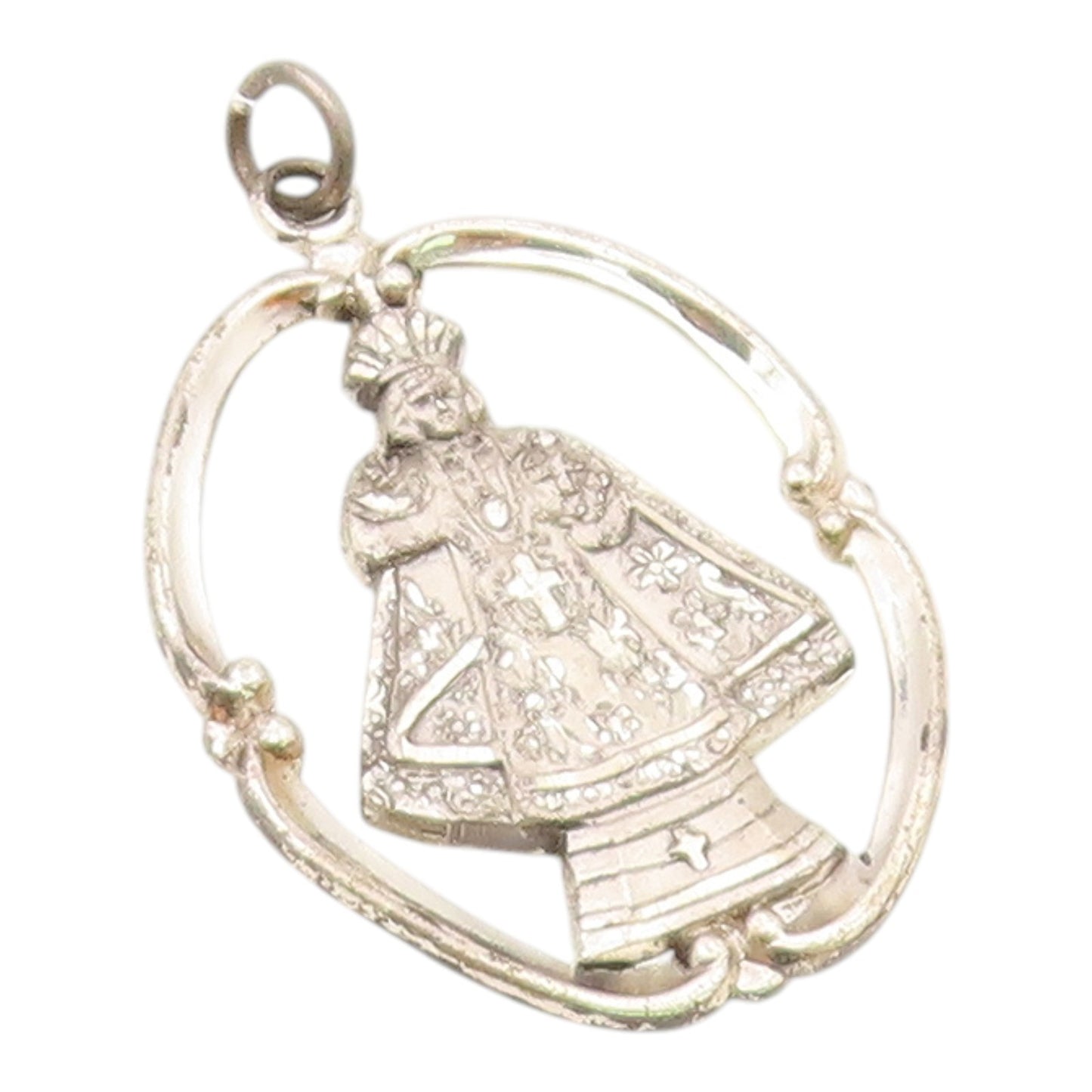 925 Sterling Silver  Vintage Shiny Religious Cross Figure Pendant  PT19600