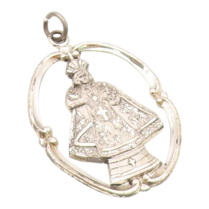 925 Sterling Silver  Vintage Shiny Religious Cross Figure Pendant  PT19600