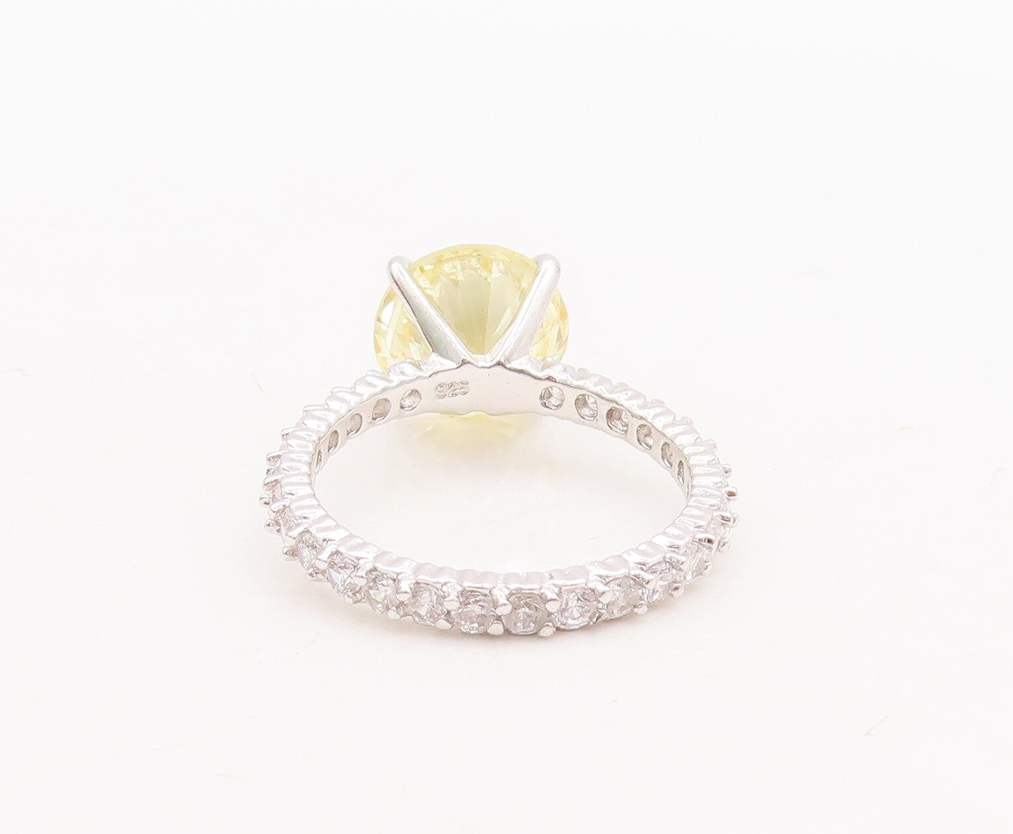 925 Sterling Silver Vintage Ring All Shank CZ Inlay Round Citrine  Sz 7  RG28776