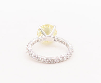 925 Sterling Silver Vintage Ring All Shank CZ Inlay Round Citrine  Sz 7  RG28776