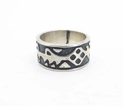 MEXICO 925 Sterling Silver  Vintage Oxidized Pattern Band Ring Sz 6  RG5503