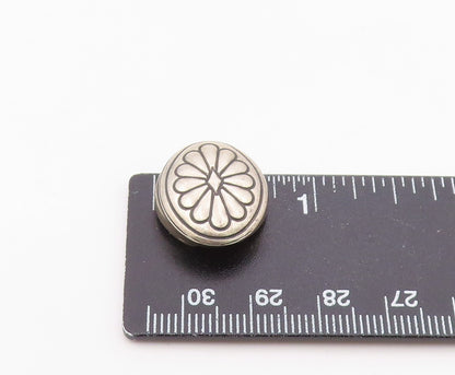 NAVAJO 925 Sterling Silver  Vintage Flower Motif Oval Button Cover  TR2734