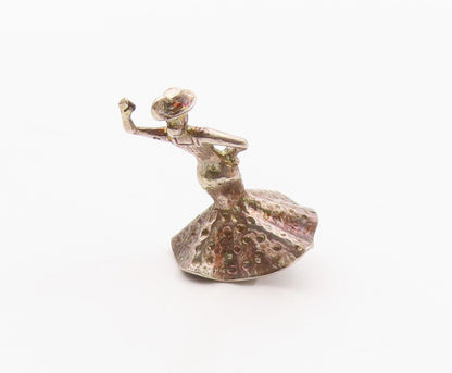 925 Sterling Silver  Vintage Petite Dancing Woman In Dress Pendant  PT7681