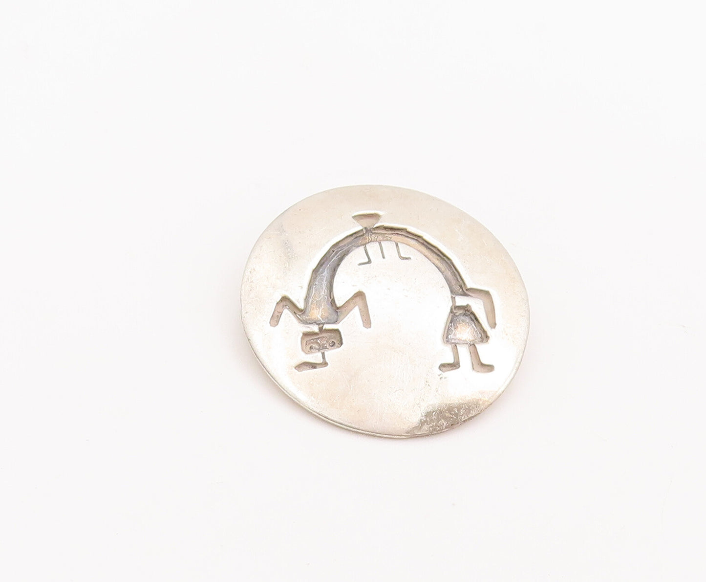 925 Sterling Silver Vintage Brooch Pin SADIE SAM NAVAJO Carved Tall Man  BP10964