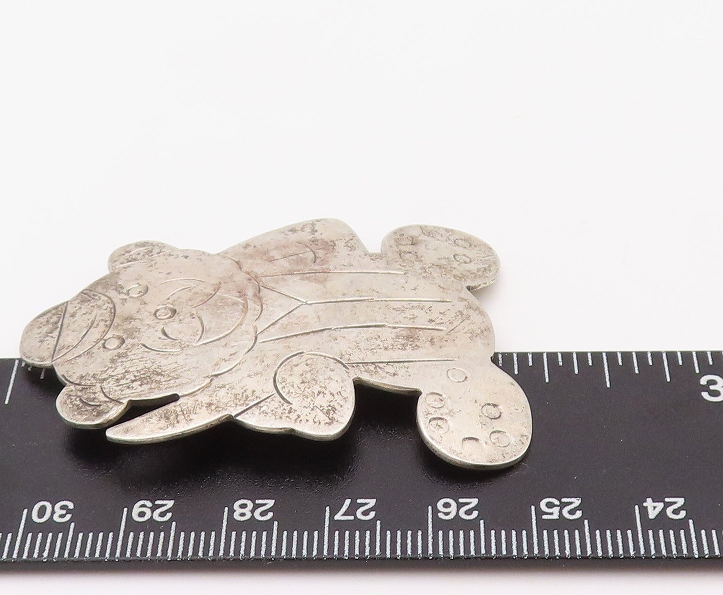 925 Sterling Silver Vintage Brooch Pin MEXICO Solid Etched Teddy Bear  BP11172