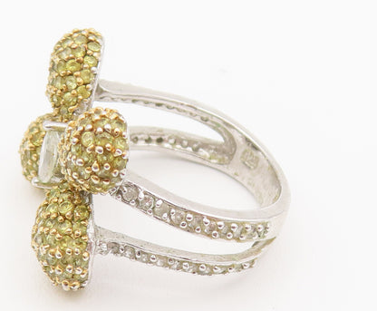 925 Silver  Vintage Yellow & White Topaz Butterfly Ring Sz 7.75  RG26141