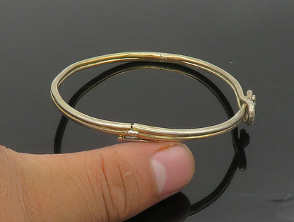 925 Sterling Silver  Vintage Cubic Zirconia Accent Thin Bangle Bracelet BT1338