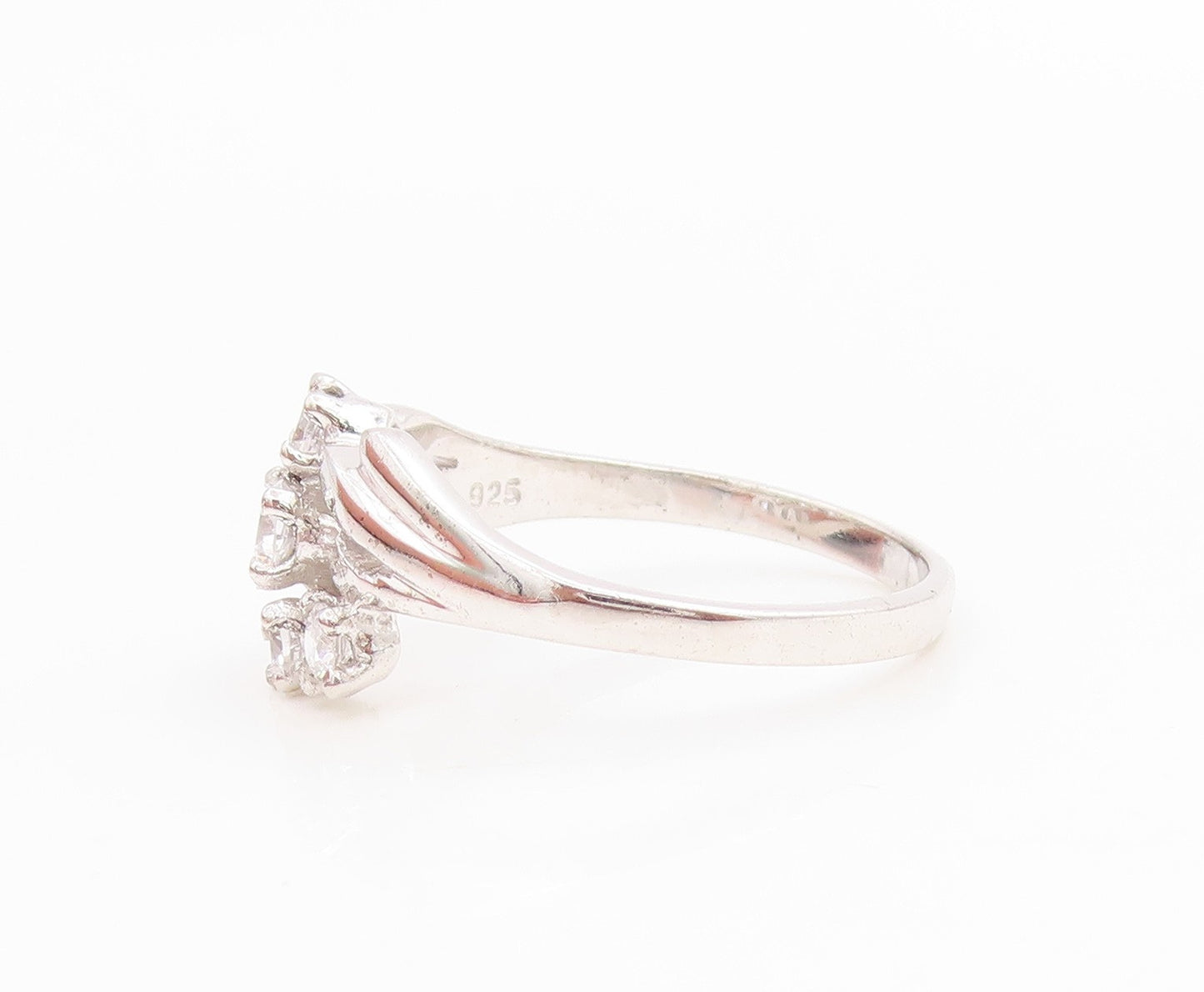925 Sterling Silver Vintage Ring Sparkling CZ Statement Band  Sz 7  RG36179
