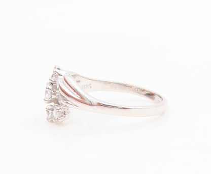 925 Sterling Silver Vintage Ring Sparkling CZ Statement Band  Sz 7  RG36179