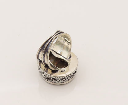 925 Silver  Vintage Bead & Pretzel Twist Snail Shell Motif Ring Sz 7  RG26488