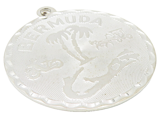 CREA 925 Sterling Silver  Shiny Bermuda Souvenir Medallion Pendant  PT9213