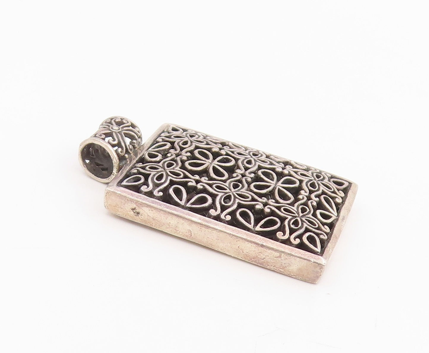 925 Sterling Silver Vintage Pendant Intricate Openwork Floral Locket  PT25654