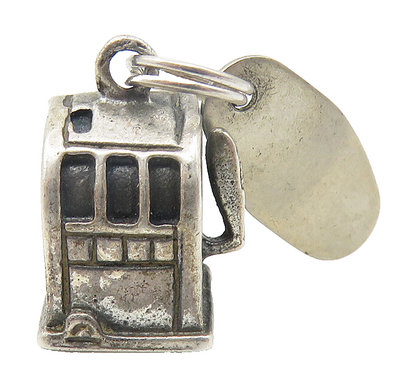 925 Sterling Silver  Vintage Petite Slot Machine Las Vegas Pendant  PT8911