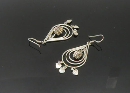 925 Sterling Silver  Vintage Shiny Open Tear Drop Dangle Earrings  EG10121