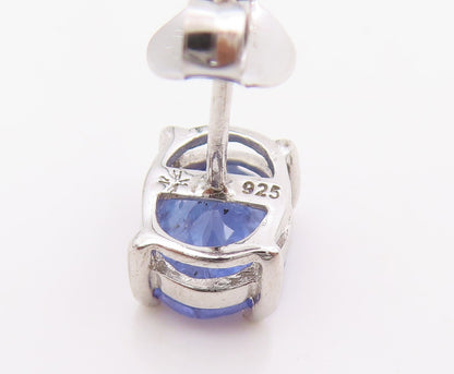 925 Sterling Silver Vintage Earrings Oval Cut Tanzanite Minimalist Stud  EG13766
