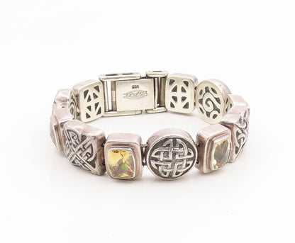 925 Sterling Silver Vintage Bracelet DEBORAH ARMSTRONG Citrine Chain  BT11935