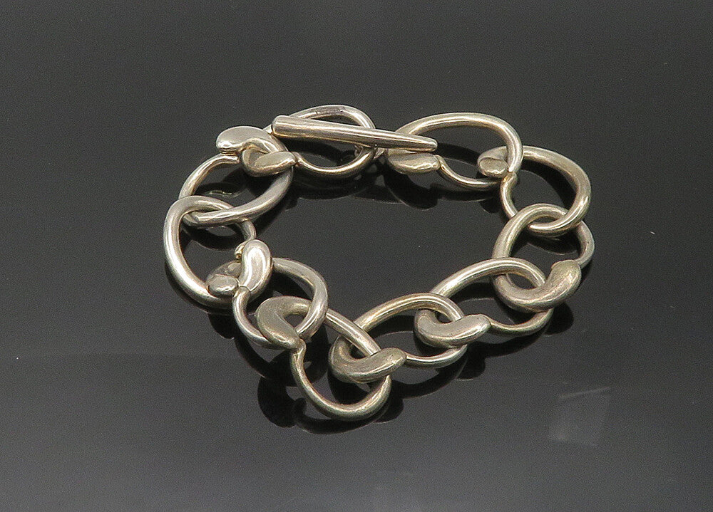 LONDON LINKS 925 Silver  Vintage Shiny Round Link Chain Bracelet  BT8369
