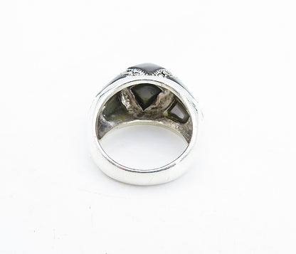 925 Sterling Silver  Abalone Shell & Marcasite Dome Cocktail Ring Sz 8  RG5827