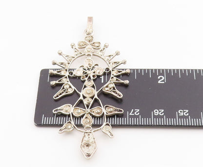 925 Sterling Silver Vintage Pendant Celestial Sunburst Filigree Design  PT25478