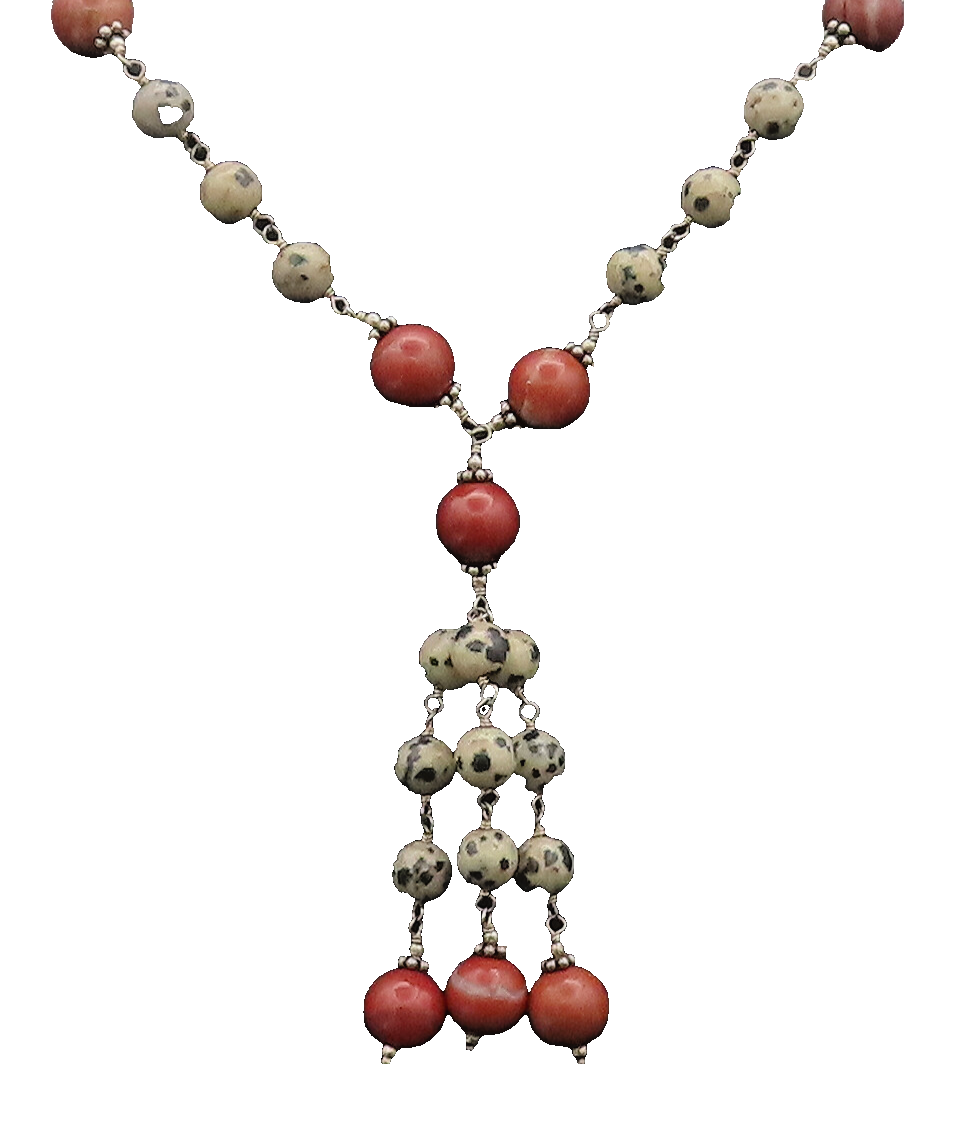 925 Sterling Silver  Vintage Minimalist Two Tone Beaded Chain Necklace  NE4081