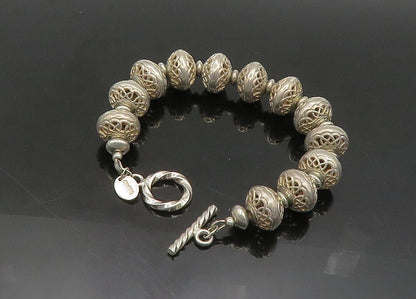 925 Sterling Silver  Vintage Knot Pattern Beaded Chain Bracelet  BT8027