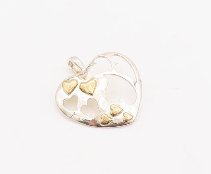 925 Sterling Silver Vintage Pendant Gold Plated Cutout Designer Heart  PT23513