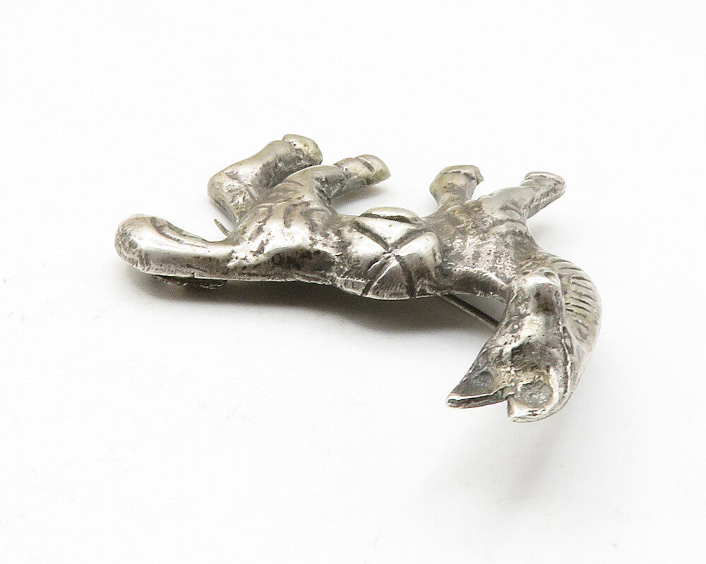 PERU 925 Sterling Silver  Vintage Antique Dark Tone Alpaca Brooch Pin  BP5037