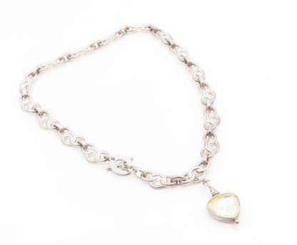 925 Sterling Silver Vintage Necklace LINKS OF LONDON Love Heart Toggle  NE4825