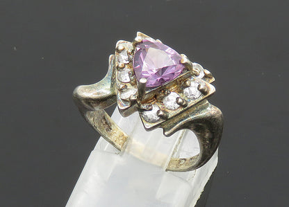 925 Sterling Silver  Vintage Prong Set Mystic Topaz Band Ring Sz 6  RG20421