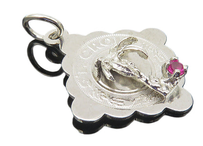 CREA 925 Sterling Silver  Vintage Pink Topaz St. Croix Island Pendant  PT8659
