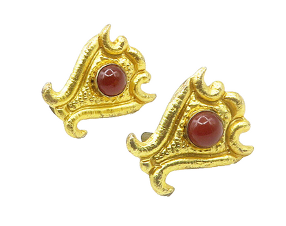 HANEDAN TAKI 925 Silver  Vintage Carnelian Non Pierce Drop Earrings  EG8993