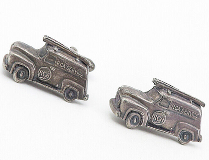 925 Sterling Silver  Vintage Antique RCA Service Car Motif Cuff Links  TR1303