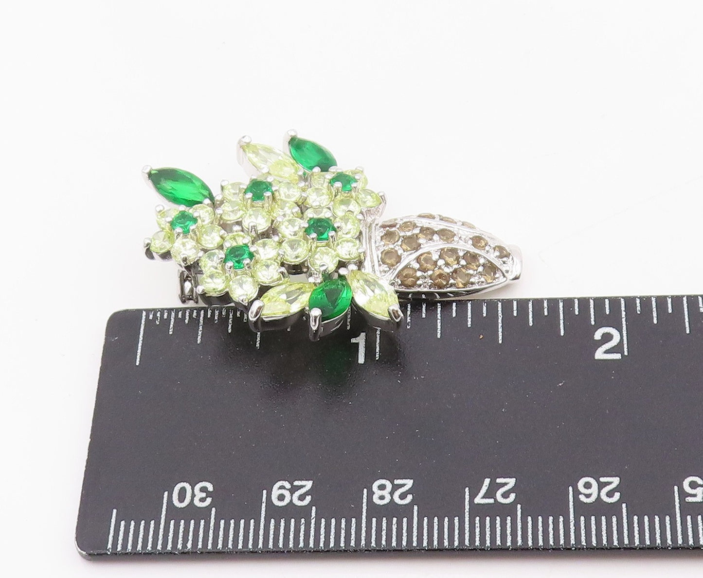 925 Sterling Silver Vintage Brooch Multi Gemstone Floral Bouquet Pin  BP12092