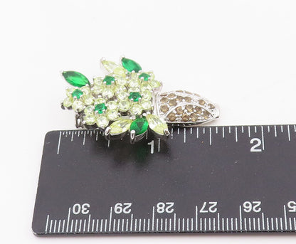 925 Sterling Silver Vintage Brooch Multi Gemstone Floral Bouquet Pin  BP12092