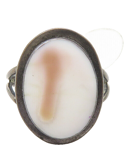 925 Sterling Silver  Vintage Enamel Dark Tone Split Band Ring Sz 3.5  RG10681