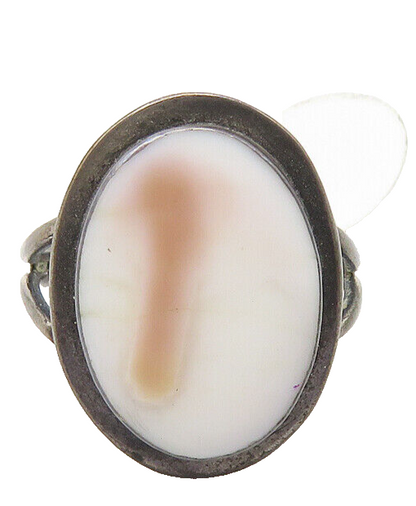 925 Sterling Silver  Vintage Enamel Dark Tone Split Band Ring Sz 3.5  RG10681