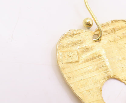 925 Sterling Silver Vintage Earrings Gold Plated Dangling Cutout Hearts  EG13326
