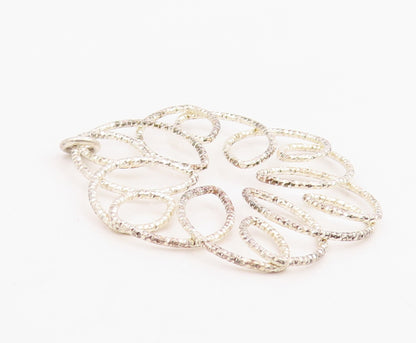 925 Sterling Silver Vintage Pendant Elegant Intertwined Open Floral Loop PT25709