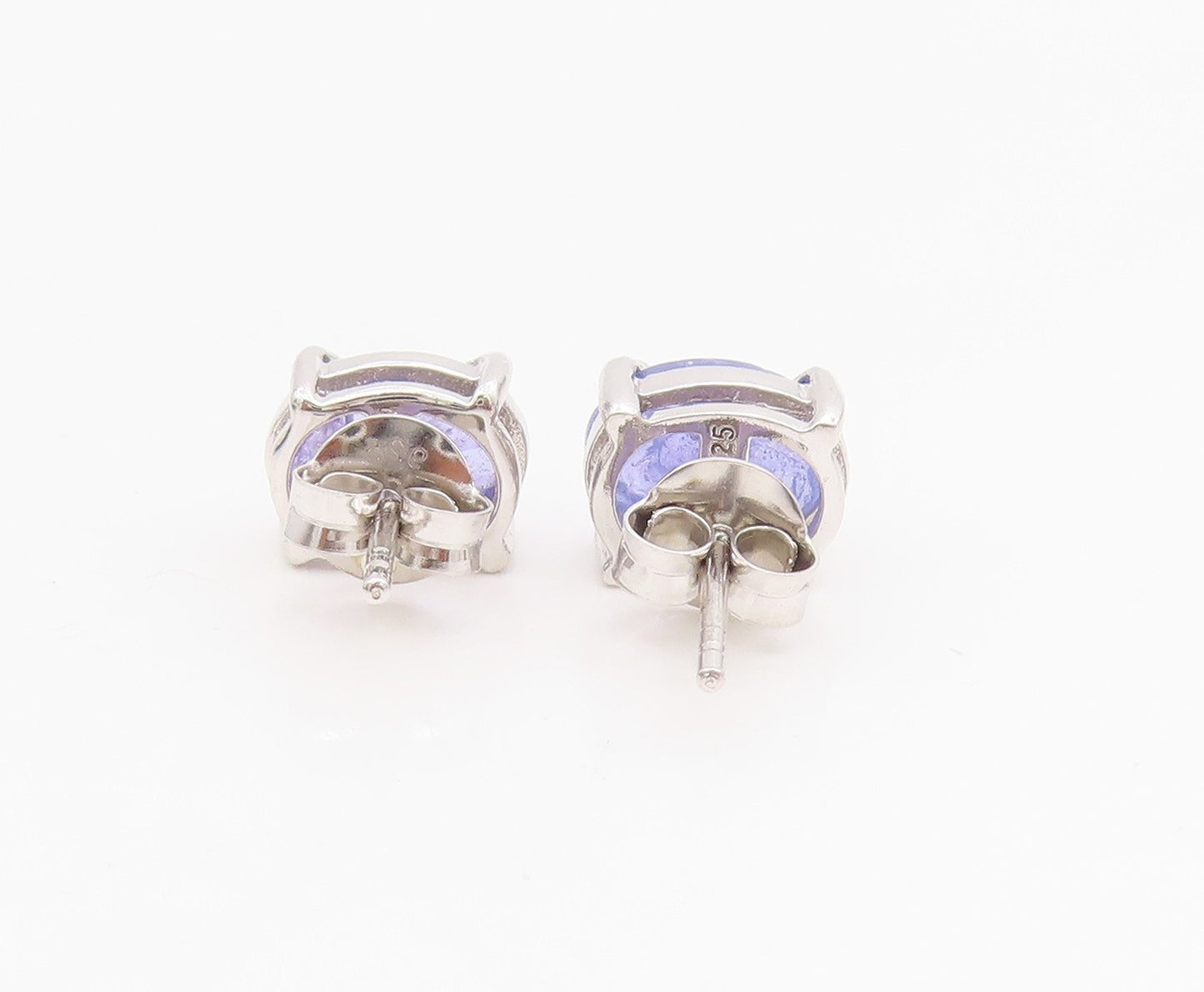 925 Sterling Silver Vintage Earrings Oval Cut Natural Tanzanite Studs  EG13912